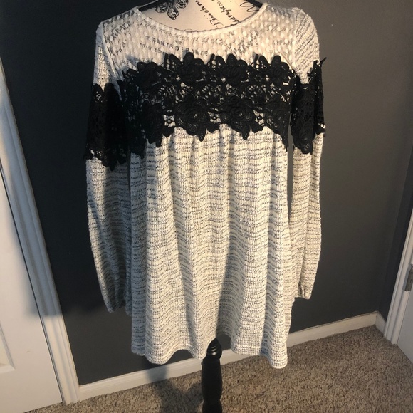 Altar'd State Sweaters - Gray Lace Sweater